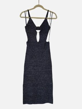 Zara Navy shimmery Cutout Backless Midi Dress